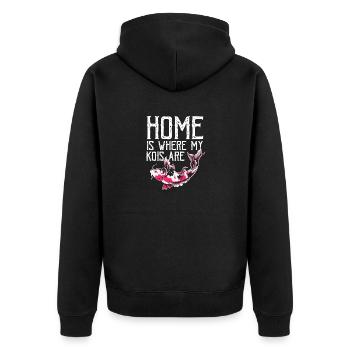 La maison est l’endroit où mes Koi sont des designs vintage cool - Veste à capuche bio Premium Unisexe - noir - Dos - Nico (187cm)