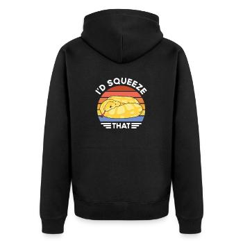 Banana Ball Python I'D Squeeze That - Unisex Premium Organic Zip Hoodie - black - Back - Nico (187cm)