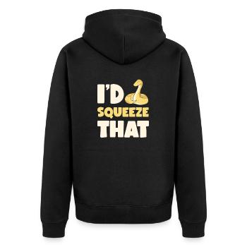 Banana Ball Python I'D Squeeze That - Unisex Premium Bio Zip Hoodie - Schwarz - Hinten - Nico (187cm)