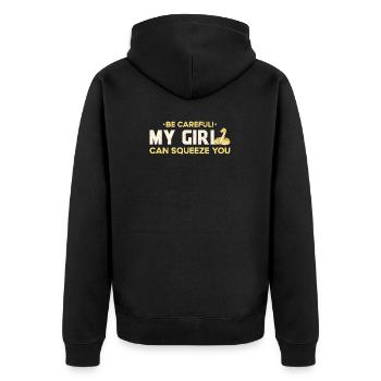 Banana Ball Python Aufpassen Mein Mädchen Kann - Unisex Premium Bio Zip Hoodie - Schwarz - Hinten - Nico (187cm)