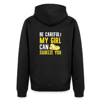 Banana Ball Python Aufpassen Mein Mädchen Kann - Unisex Premium Bio Zip Hoodie - Schwarz - Hinten - Nico (187cm)