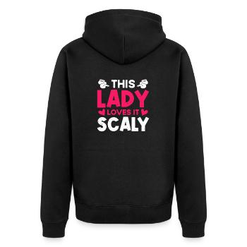 Damen Banana Ball Python Spruch - Unisex Premium Bio Zip Hoodie - Schwarz - Hinten - Nico (187cm)