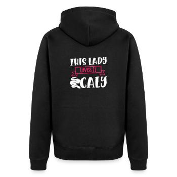 Ladies Banana Ball Python Saying - Unisex Premium Organic Zip Hoodie - black - Back - Nico (187cm)