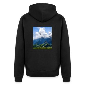 great ART on great PEOPLE - Unisex Premium Bio Zip Hoodie - Schwarz - Hinten - Nico (187cm)