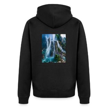 great ART on great PEOPLE - Unisex Premium Bio Zip Hoodie - Schwarz - Hinten - Nico (187cm)