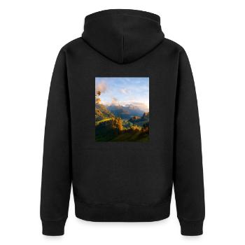 great ART on great PEOPLE - Unisex Premium Bio Zip Hoodie - Schwarz - Hinten - Nico (187cm)