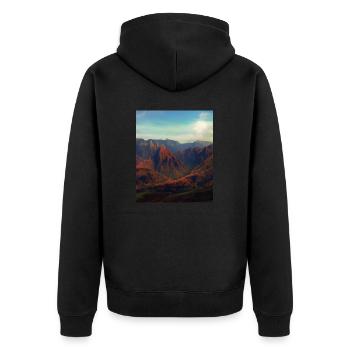 great ART on great PEOPLE - Unisex Premium Bio Zip Hoodie - Schwarz - Hinten - Nico (187cm)