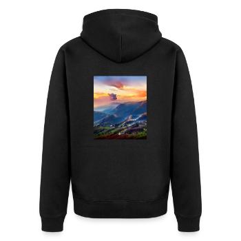 great ART on great PEOPLE - Unisex Premium Bio Zip Hoodie - Schwarz - Hinten - Nico (187cm)