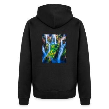 great ART on great PEOPLE - Unisex Premium Bio Zip Hoodie - Schwarz - Hinten - Nico (187cm)