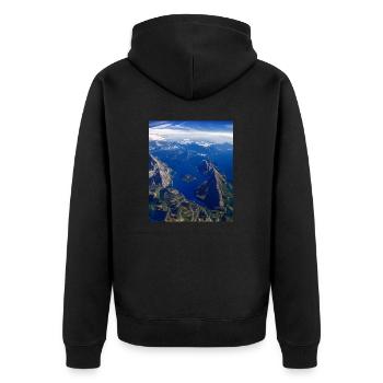 great ART on great PEOPLE - Unisex Premium Bio Zip Hoodie - Schwarz - Hinten - Nico (187cm)