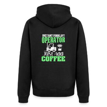 Forklift driver operator funny design - Unisex Premium Organic Zip Hoodie - black - Back - Nico (187cm)