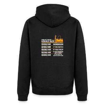 Gabelstapler Fahrer Bediener lustiges Design - Unisex Premium Bio Zip Hoodie - Schwarz - Hinten - Nico (187cm)