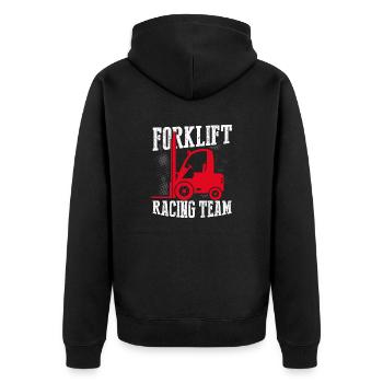Gabelstapler Fahrer Bediener lustiges Design - Unisex Premium Bio Zip Hoodie - Schwarz - Hinten - Nico (187cm)