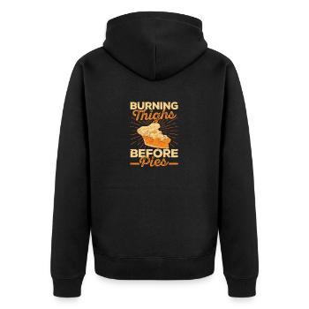 Burning Thighs Before Pies Thanksgiving Laufen - Unisex Premium Bio Zip Hoodie - Schwarz - Hinten - Nico (187cm)