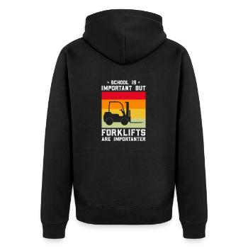 Gabelstapler Fahrer Bediener lustiges Design - Unisex Premium Bio Zip Hoodie - Schwarz - Hinten - Nico (187cm)