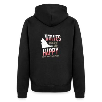 Wolves Make Me Happy You Not So Much Funny - Unisex Premium Bio Zip Hoodie - Schwarz - Hinten - Nico (187cm)