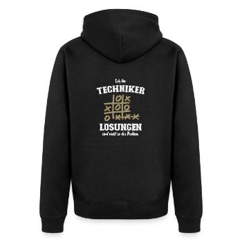 Techniker Spruch Maschinenbau Handwerk Beruf Fun - Unisex Premium Bio Zip Hoodie - Schwarz - Hinten - Nico (187cm)