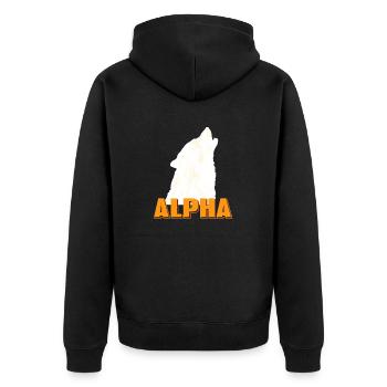 ALPHA Of The Pack Cool Awesome Wolf Lover Tea - Unisex Premium Organic Zip Hoodie - black - Back - Nico (187cm)