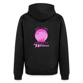 Just A Girl Who Loves Wolves Awesome Retro - Unisex Premium Organic Zip Hoodie - black - Back - Nico (187cm)