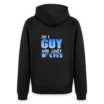 Juste un gars qui aime Wolves Cool Retro T-Shirt - Veste à capuche bio Premium Unisexe - noir - Dos - Nico (187cm)