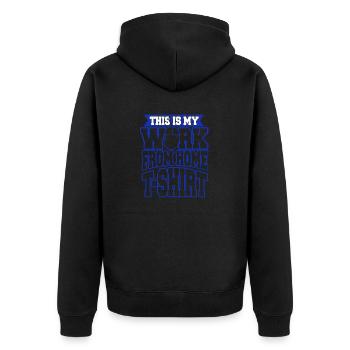 This Is My Work From Home T-Shirt Cool Designs - Unisex Premium Bio Zip Hoodie - Schwarz - Hinten - Nico (187cm)