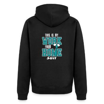 This Is My Work From Home Suit Cool Retro Funny - Unisex Premium Bio Zip Hoodie - Schwarz - Hinten - Nico (187cm)