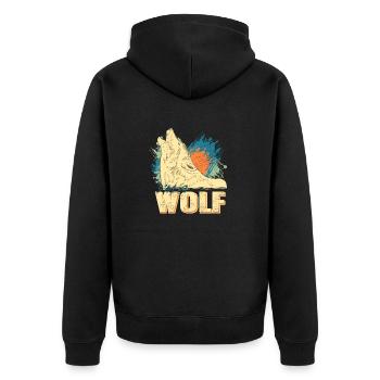 WOLF Retro Vintage I'm A Wolf T-Shirt Present Gift - Unisex Premium Organic Zip Hoodie - black - Back - Nico (187cm)