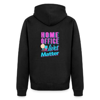 Retro Home Office Lives Matter Awesome Funny - Unisex Premium Organic Zip Hoodie - black - Back - Nico (187cm)