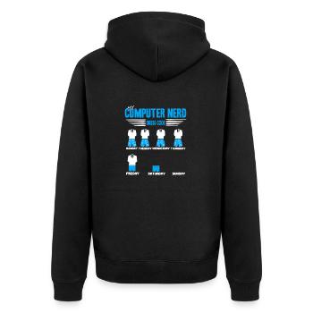 Funny My Computer Nerd Dress Code T-Shirt - Unisex Premium Bio Zip Hoodie - Schwarz - Hinten - Nico (187cm)