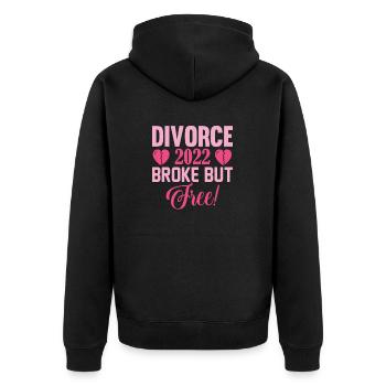 Witziges Scheidungsgeschenk Sarkastische Scheidung - Unisex Premium Bio Zip Hoodie - Schwarz - Hinten - Nico (187cm)
