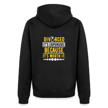 Witziges Scheidungsgeschenk Sarkastische Scheidung - Unisex Premium Bio Zip Hoodie - Schwarz - Hinten - Nico (187cm)