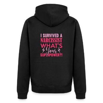 Witziges Scheidungsgeschenk Sarkastische Scheidung - Unisex Premium Bio Zip Hoodie - Schwarz - Hinten - Nico (187cm)