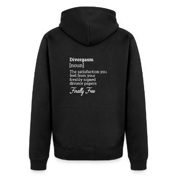 Witziges Scheidungsgeschenk Sarkastische Scheidung - Unisex Premium Bio Zip Hoodie - Schwarz - Hinten - Nico (187cm)