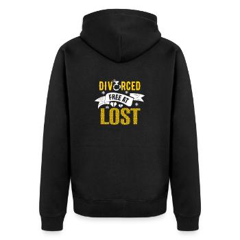 Witziges Scheidungsgeschenk Sarkastische Scheidung - Unisex Premium Bio Zip Hoodie - Schwarz - Hinten - Nico (187cm)