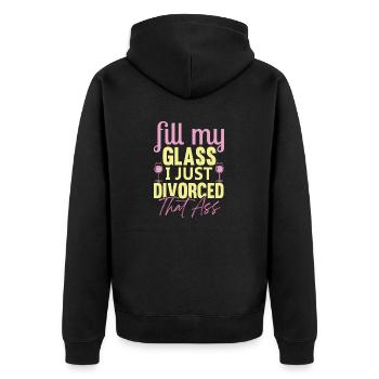 Witziges Scheidungsgeschenk Sarkastische Scheidung - Unisex Premium Bio Zip Hoodie - Schwarz - Hinten - Nico (187cm)