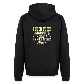 Witziges Scheidungsgeschenk Sarkastische Scheidung - Unisex Premium Bio Zip Hoodie - Schwarz - Hinten - Nico (187cm)