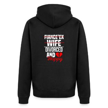 Witziges Scheidungsgeschenk Sarkastische Scheidung - Unisex Premium Bio Zip Hoodie - Schwarz - Hinten - Nico (187cm)