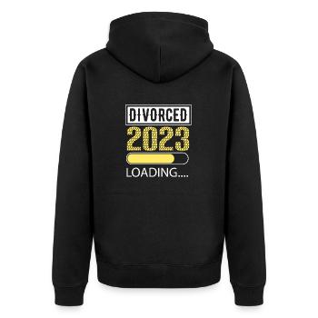 Witziges Scheidungsgeschenk Sarkastische Scheidung - Unisex Premium Bio Zip Hoodie - Schwarz - Hinten - Nico (187cm)