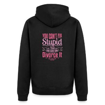 Witziges Scheidungsgeschenk Sarkastische Scheidung - Unisex Premium Bio Zip Hoodie - Schwarz - Hinten - Nico (187cm)