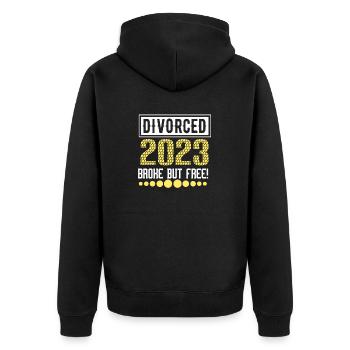 Witziges Scheidungsgeschenk Sarkastische Scheidung - Unisex Premium Bio Zip Hoodie - Schwarz - Hinten - Nico (187cm)