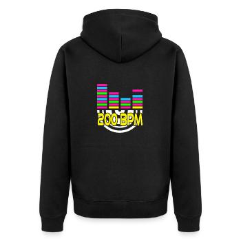 200 BPM Awesome Techno Music Lover Designs - Unisex Premium Bio Zip Hoodie - Schwarz - Hinten - Nico (187cm)