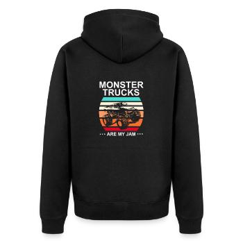 Retro Monster Trucks Are My Jam Awesome T-Shirt - Unisex Premium Organic Zip Hoodie - black - Back - Nico (187cm)