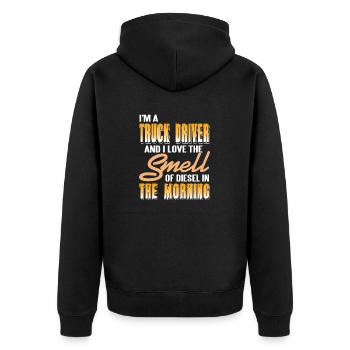 I'm A Truck Driver & I Love The Smell Of Diesel - Unisex Premium Organic Zip Hoodie - black - Back - Nico (187cm)