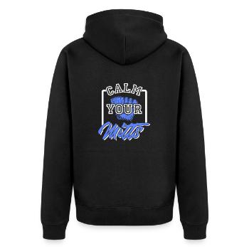 Calmez vos mitaines Drôle de t-shirt de baseball rétro - Veste à capuche bio Premium Unisexe - noir - Dos - Nico (187cm)