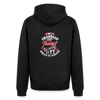 My Grandson Make Twins I Know Miracles Happen - Unisex Premium Bio Zip Hoodie - Schwarz - Hinten - Nico (187cm)
