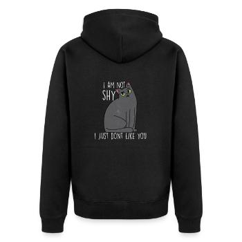 Katzenhalter Geschenk für Misanthropen Katzen - Unisex Premium Bio Zip Hoodie - Schwarz - Hinten - Nico (187cm)