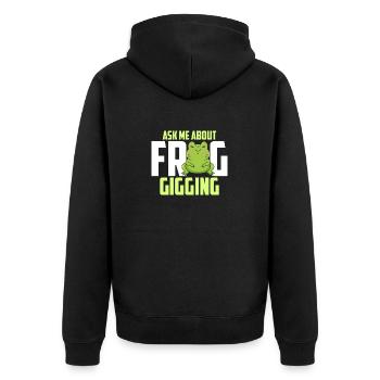 Ask Me About Frog Croak Frog Catcher - Unisex Premium Organic Zip Hoodie - black - Back - Nico (187cm)