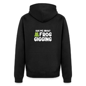 Ask Me About Frog Croak Frog Catcher - Unisex Premium Organic Zip Hoodie - black - Back - Nico (187cm)
