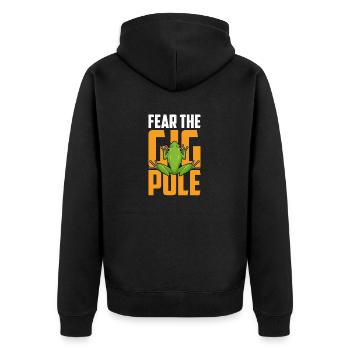 Fear The Gig Pole Frösche fangen Froschjäger - Unisex Premium Bio Zip Hoodie - Schwarz - Hinten - Nico (187cm)