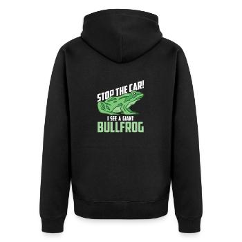 Anhalten! Ich Sehe Einen Riesigen Frosch - Unisex Premium Bio Zip Hoodie - Schwarz - Hinten - Nico (187cm)